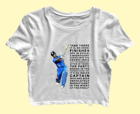 Quirkipedia WC 2011 - India Last Ball Commentary Cricket     Womens Crop Tops